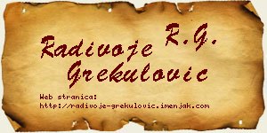 Radivoje Grekulović vizit kartica